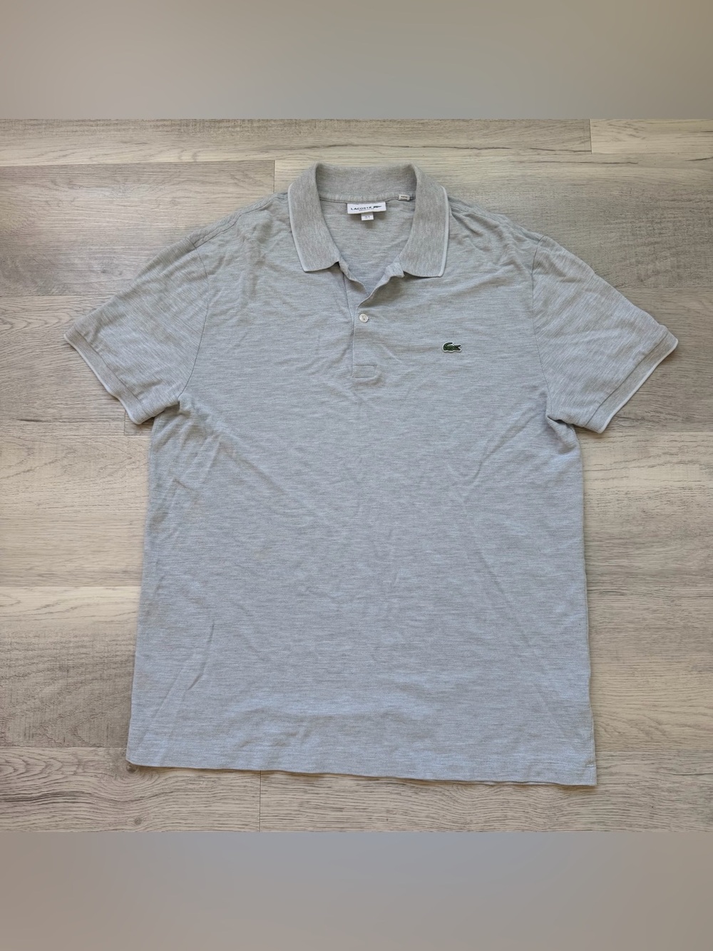 Lacoste Men's Light Gray Polo with Embroidered Crocodile